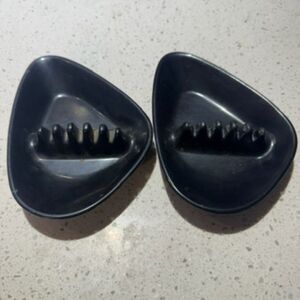 Vintage 1960s Anholt Black Boomerang Ashtray: Mid-Century Decor - Set of 2